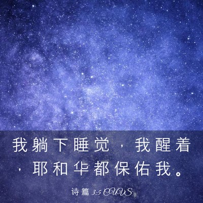Picture 03 - 诗 篇 3:5 CUVS - 我 躺 下 睡 觉 ， 我 醒 着 ， 耶 和 - Bible Verse Picture