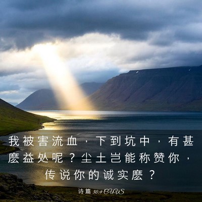 Picture 03 - 诗 篇 30:9 CUVS - 我 被 害 流 血 ， 下 到 坑 中 ， 有 - Bible Verse Picture