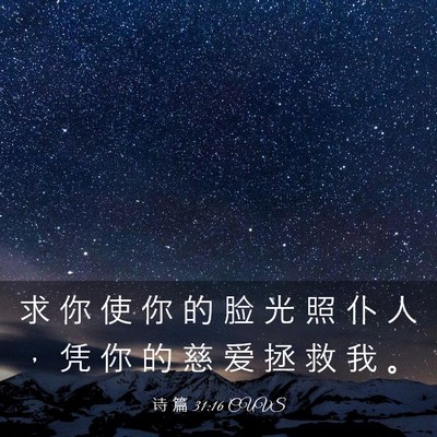 Picture 03 - 诗 篇 31:16 CUVS - 求 你 使 你 的 脸 光 照 仆 人 ， 凭 - Bible Verse Picture