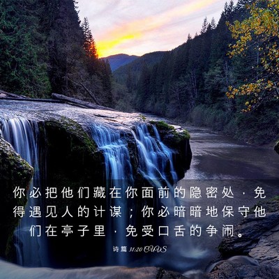 Picture 03 - 诗 篇 31:20 CUVS - 你 必 把 他 们 藏 在 你 面 前 的 隐 - Bible Verse Picture