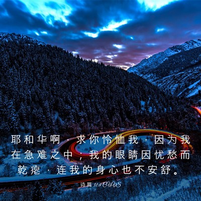 Picture 03 - 诗 篇 31:9 CUVS - 耶 和 华 啊 ， 求 你 怜 恤 我 ， 因 - Bible Verse Picture