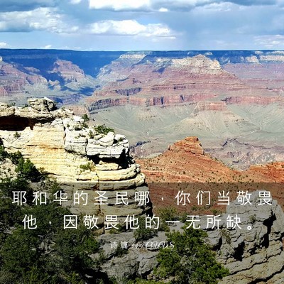 Picture 03 - 诗 篇 34:9 CUVS - 耶 和 华 的 圣 民 哪 ， 你 们 当 敬 - Bible Verse Picture