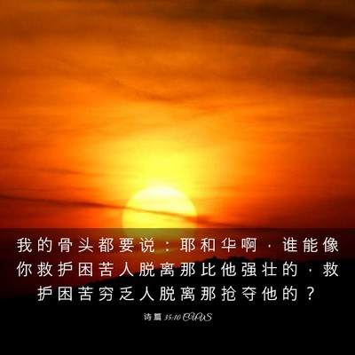 Picture 03 - 诗 篇 35:10 CUVS - 我 的 骨 头 都 要 说 ： 耶 和 华 啊 - Bible Verse Picture
