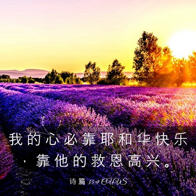 Picture 03 - 诗 篇 35:9 CUVS - 我 的 心 必 靠 耶 和 华 快 乐 ， 靠 - Bible Verse Picture