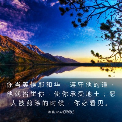 Picture 03 - 诗 篇 37:34 CUVS - 你 当 等 候 耶 和 华 ， 遵 守 他 的 - Bible Verse Picture