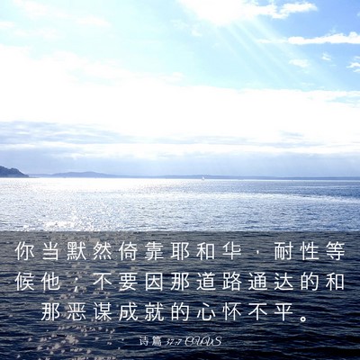 Picture 03 - 诗 篇 37:7 CUVS - 你 当 默 然 倚 靠 耶 和 华 ， 耐 性 - Bible Verse Picture