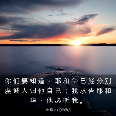 Picture 03 - 诗 篇 4:3 CUVS - 你 们 要 知 道 ， 耶 和 华 已 经 分 - Bible Verse Picture