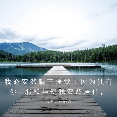 Picture 03 - 诗 篇 4:8 CUVS - 我 必 安 然 躺 下 睡 觉 ， 因 为 独 - Bible Verse Picture