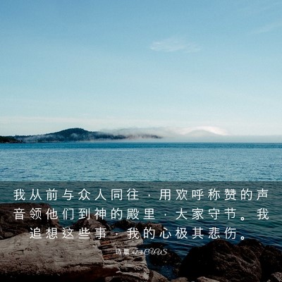 Picture 03 - 诗 篇 42:4 CUVS - 我 从 前 与 众 人 同 往 ， 用 欢 呼 - Bible Verse Picture