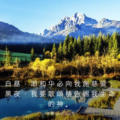 Picture 03 - 诗 篇 42:8 CUVS - 白 昼 ， 耶 和 华 必 向 我 施 慈 爱 - Bible Verse Picture