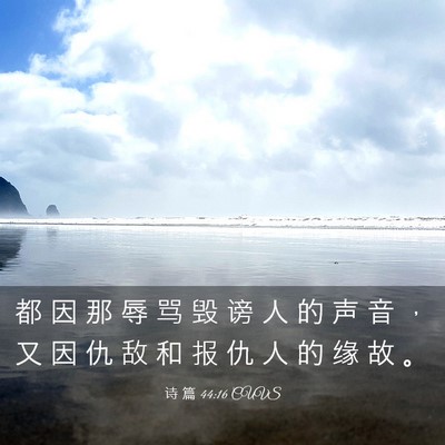 Picture 03 - 诗 篇 44:16 CUVS - 都 因 那 辱 骂 毁 谤 人 的 声 音 ， - Bible Verse Picture