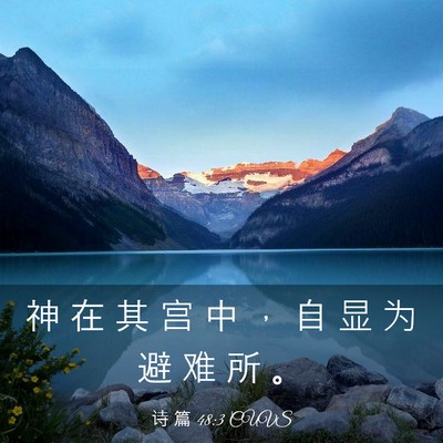 Picture 03 - 诗 篇 48:3 CUVS - 神 在 其 宫 中 ， 自 显 为 避 难 所 - Bible Verse Picture