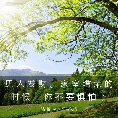 Picture 03 - 诗 篇 49:16 CUVS - 见 人 发 财 、 家 室 增 荣 的 时 候 - Bible Verse Picture