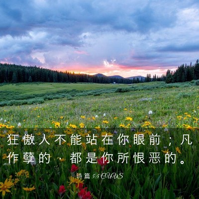 Picture 03 - 诗 篇 5:5 CUVS - 狂 傲 人 不 能 站 在 你 眼 前 ； 凡 - Bible Verse Picture