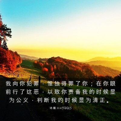Picture 03 - 诗 篇 51:4 CUVS - 我 向 你 犯 罪 ， 惟 独 得 罪 了 你 - Bible Verse Picture