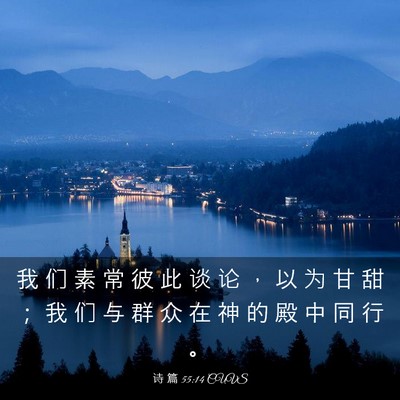 Picture 03 - 诗 篇 55:14 CUVS - 我 们 素 常 彼 此 谈 论 ， 以 为 甘 - Bible Verse Picture