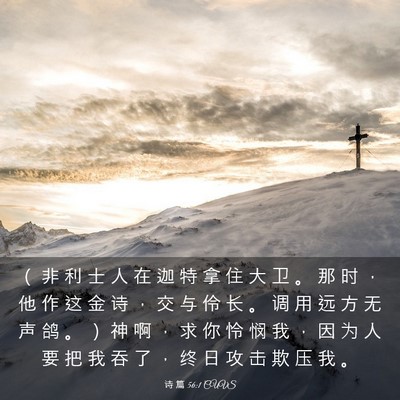 Picture 03 - 诗 篇 56:1 CUVS - （ 非 利 士 人 在 迦 特 拿 住 大 卫 - Bible Verse Picture