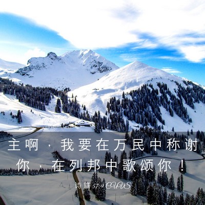 Picture 03 - 诗 篇 57:9 CUVS - 主 啊 ， 我 要 在 万 民 中 称 谢 你 - Bible Verse Picture
