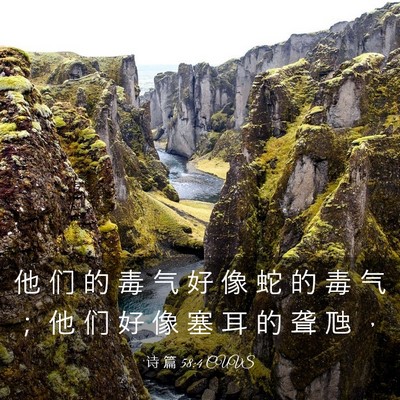 Picture 03 - 诗 篇 58:4 CUVS - 他 们 的 毒 气 好 像 蛇 的 毒 气 ； - Bible Verse Picture