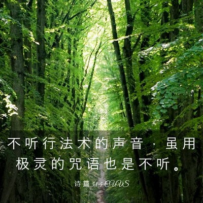 Picture 03 - 诗 篇 58:5 CUVS - 不 听 行 法 术 的 声 音 ， 虽 用 极 - Bible Verse Picture