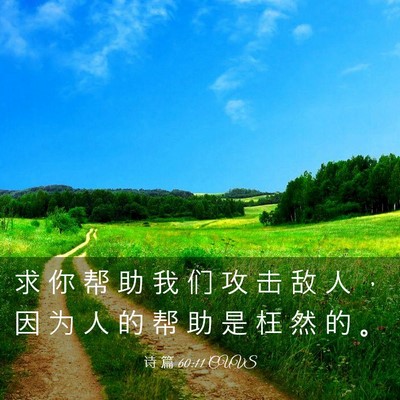 Picture 03 - 诗 篇 60:11 CUVS - 求 你 帮 助 我 们 攻 击 敌 人 ， 因 - Bible Verse Picture