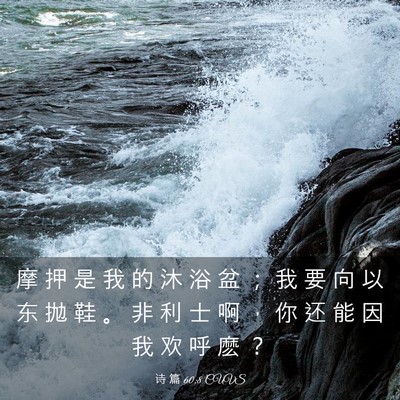 Picture 03 - 诗 篇 60:8 CUVS - 摩 押 是 我 的 沐 浴 盆 ； 我 要 向 - Bible Verse Picture