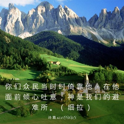 Picture 03 - 诗 篇 62:8 CUVS - 你 们 众 民 当 时 时 倚 靠 他 ， 在 - Bible Verse Picture
