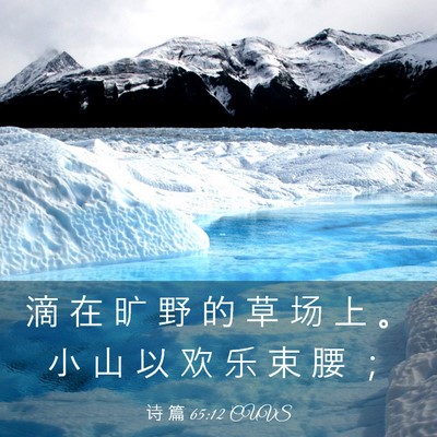 Picture 03 - 诗 篇 65:12 CUVS - 滴 在 旷 野 的 草 场 上 。 小 山 以 - Bible Verse Picture