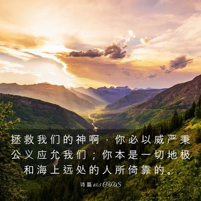Picture 03 - 诗 篇 65:5 CUVS - 拯 救 我 们 的 神 啊 ， 你 必 以 威 - Bible Verse Picture