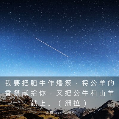 Picture 03 - 诗 篇 66:15 CUVS - 我 要 把 肥 牛 作 燔 祭 ， 将 公 羊 - Bible Verse Picture