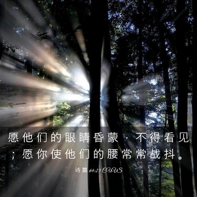 Picture 03 - 诗 篇 69:23 CUVS - 愿 他 们 的 眼 睛 昏 蒙 ， 不 得 看 - Bible Verse Picture