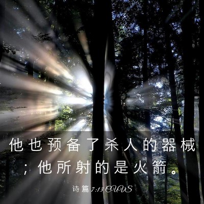 Picture 03 - 诗 篇 7:13 CUVS - 他 也 预 备 了 杀 人 的 器 械 ； 他 - Bible Verse Picture