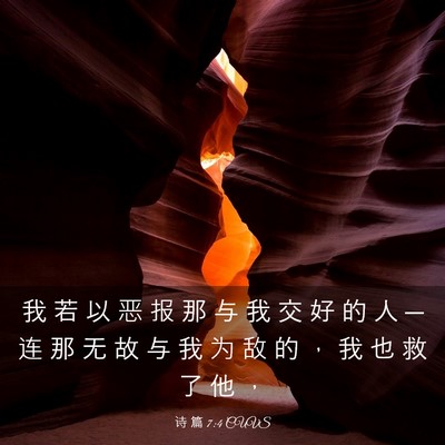 Picture 03 - 诗 篇 7:4 CUVS - 我 若 以 恶 报 那 与 我 交 好 的 人 - Bible Verse Picture