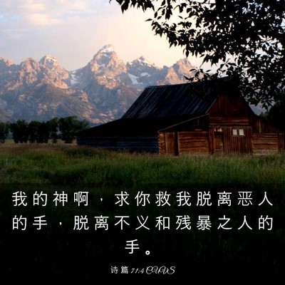 Picture 03 - 诗 篇 71:4 CUVS - 我 的 神 啊 ， 求 你 救 我 脱 离 恶 - Bible Verse Picture