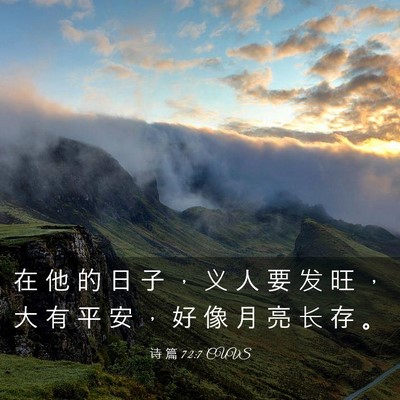 Picture 03 - 诗 篇 72:7 CUVS - 在 他 的 日 子 ， 义 人 要 发 旺 ， - Bible Verse Picture
