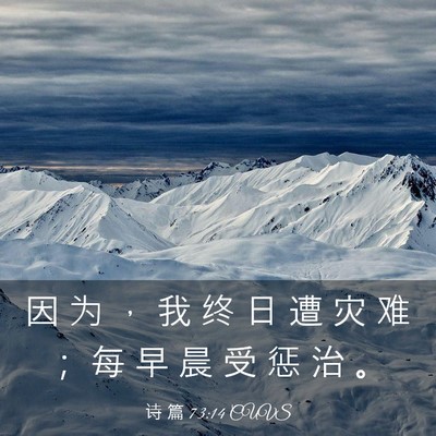 Picture 03 - 诗 篇 73:14 CUVS - 因 为 ， 我 终 日 遭 灾 难 ； 每 早 - Bible Verse Picture