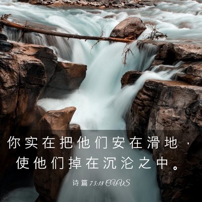 Picture 03 - 诗 篇 73:18 CUVS - 你 实 在 把 他 们 安 在 滑 地 ， 使 - Bible Verse Picture