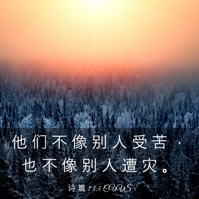Picture 03 - 诗 篇 73:5 CUVS - 他 们 不 像 别 人 受 苦 ， 也 不 像 - Bible Verse Picture