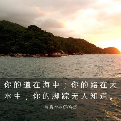 Picture 03 - 诗 篇 77:19 CUVS - 你 的 道 在 海 中 ； 你 的 路 在 大 - Bible Verse Picture