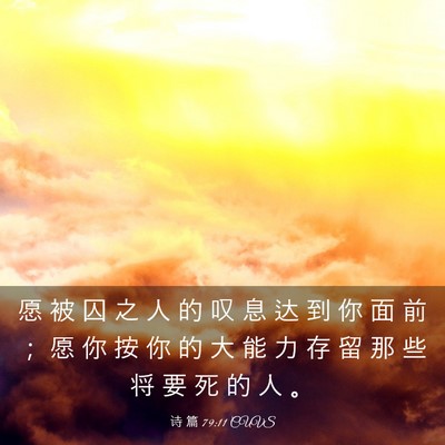 Picture 03 - 诗 篇 79:11 CUVS - 愿 被 囚 之 人 的 叹 息 达 到 你 面 - Bible Verse Picture