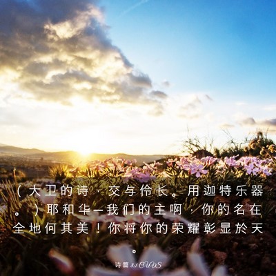 Picture 03 - 诗 篇 8:1 CUVS - （ 大 卫 的 诗 ， 交 与 伶 长 。 用 - Bible Verse Picture
