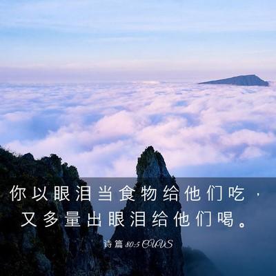 Picture 03 - 诗 篇 80:5 CUVS - 你 以 眼 泪 当 食 物 给 他 们 吃 ， - Bible Verse Picture