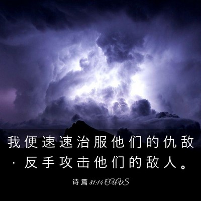Picture 03 - 诗 篇 81:14 CUVS - 我 便 速 速 治 服 他 们 的 仇 敌 ， - Bible Verse Picture