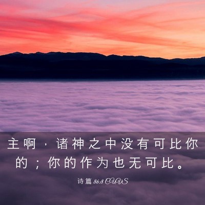 Picture 03 - 诗 篇 86:8 CUVS - 主 啊 ， 诸 神 之 中 没 有 可 比 你 - Bible Verse Picture