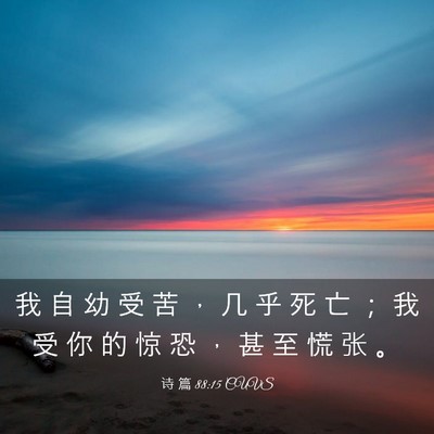 Picture 03 - 诗 篇 88:15 CUVS - 我 自 幼 受 苦 ， 几 乎 死 亡 ； 我 - Bible Verse Picture
