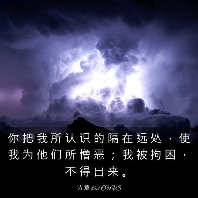 Picture 03 - 诗 篇 88:8 CUVS - 你 把 我 所 认 识 的 隔 在 远 处 ， - Bible Verse Picture