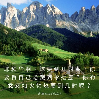 Picture 03 - 诗 篇 89:46 CUVS - 耶 和 华 啊 ， 这 要 到 几 时 呢 ？ - Bible Verse Picture