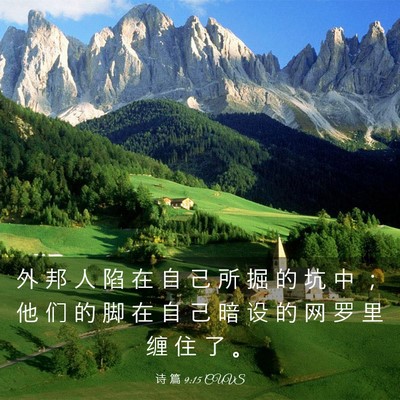 Picture 03 - 诗 篇 9:15 CUVS - 外 邦 人 陷 在 自 己 所 掘 的 坑 中 - Bible Verse Picture