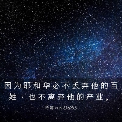 Picture 03 - 诗 篇 94:14 CUVS - 因 为 耶 和 华 必 不 丢 弃 他 的 百 - Bible Verse Picture