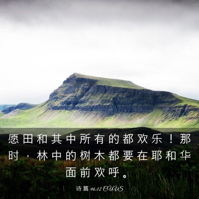 Picture 03 - 诗 篇 96:12 CUVS - 愿 田 和 其 中 所 有 的 都 欢 乐 ！ - Bible Verse Picture